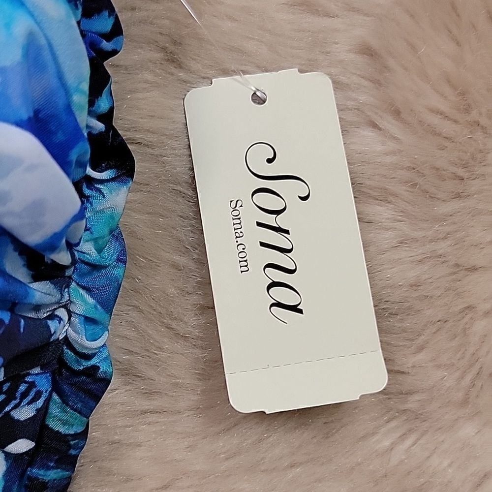 SOMA COTTEX OASIS SHADES OF BLUE ANIMAL PRINT TANKINI SWIM TOP, SIZE 12 - NEW - Picture 7 of 16